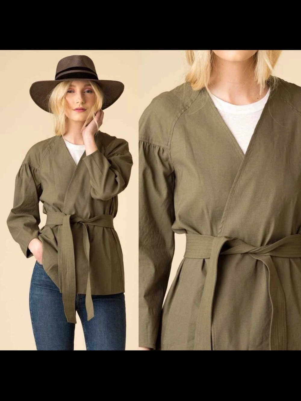 A.L.C. Olive Tie-Waist Wrap Trench Jacket